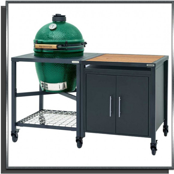 Big Green Egg LARGE - Pack Start avec Table modulaire + Meuble placard