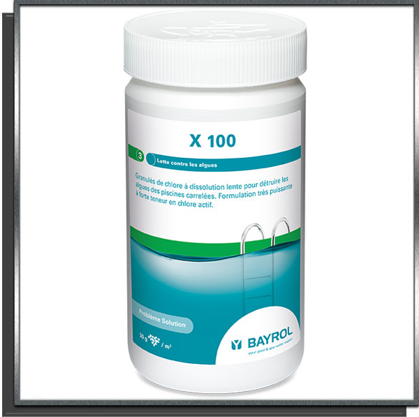 X100 Granulés de chlore à dissolution lente pour piscine carrelée 1.25Kg BAYROL